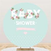 Lofaris Floral Light Cyan Theme Baby Shower Round Backdrop